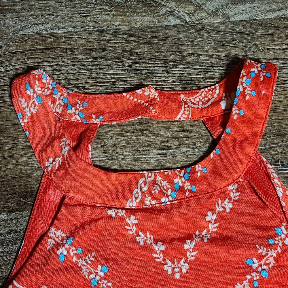 Three Pink Hearts XS Red Floral Halter Maxi Dress Boho High Neck Cutout Back... - Picture 2 of 10